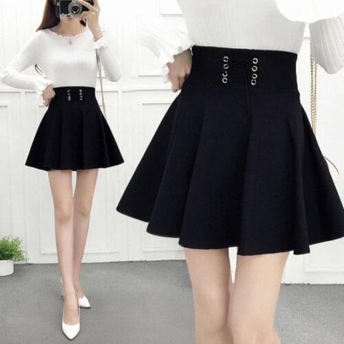 2021 Summer New Korean Black Short Skirt High Waist Slim Simple Casual Loose Plus Size Women A-line Pleated Skirt Free Shipping