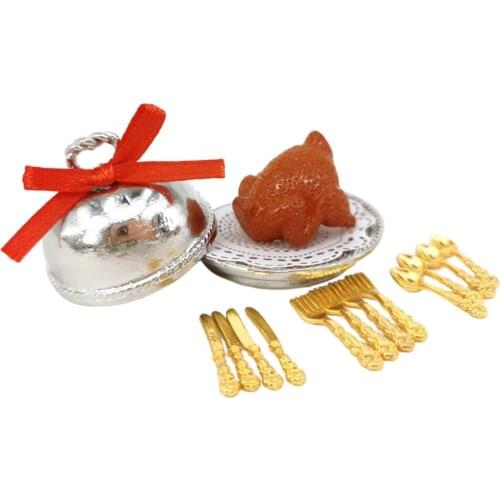 1/12 Doll House Miniature Mini Food Simulation Turkey Model Pretend Play Life Scene Kitchen Play Christmas Decoration Toys