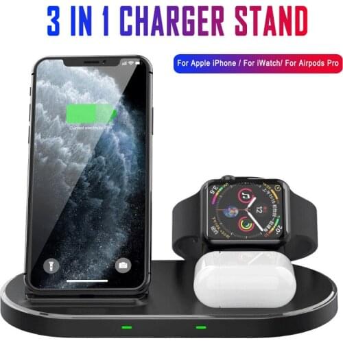 1PC Wireless Charger Station 3 In 1 Fast Charging Dock Compatible For iPhone 12/11 Pro/11 Pro Max/XS Max/XR/X/8 Plus/Samsung/LG