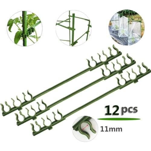 12pcs Tomato Cage Connectors Climbing Vine Stand Stake Arms With 6 Clamps For 11mm Stake