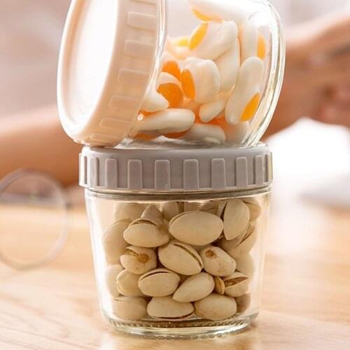 3Pcs/lot Storage Box With Sealing Ring Japan Korea Travel Cute Bottle Candy Food Can Snack Glass Storage Nut Classification Girl