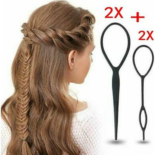 4pcs/setHair Braid Topsy Tail Ponytail Tools Hair Bun Maker Hair Styling Tools Ponytail Creator Plastic Loop Hair Accessories
