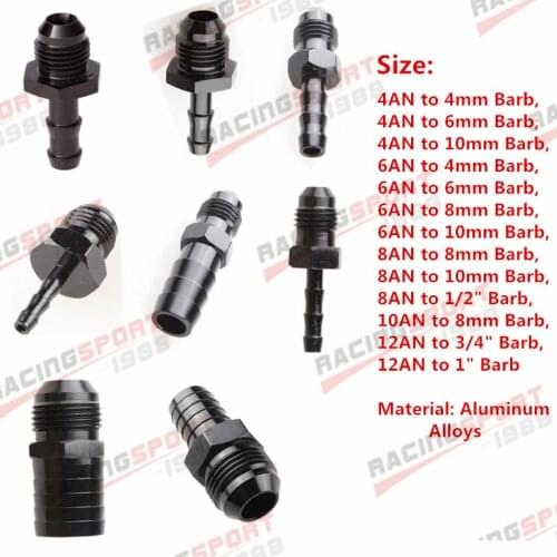 4AN 6AN 8AN 10AN 12AN To 4mm 6mm 8mm 10mm 1'' Barb Straight Fitting Fuel Line
