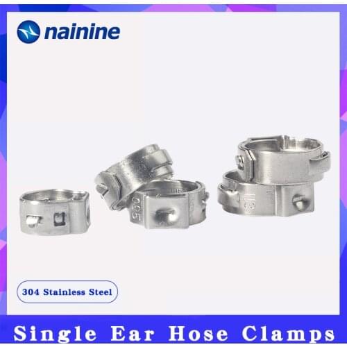 5/10Pcs 6.5mm-19.8mm Stainless Steel 304 Single Ear Hose Clamps Clip