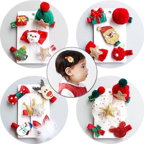 5Pcs/set Korean Children Hair Clips Hair Accessories Christmas Girl Crown Tiara Hairpin Hairclips Gifts Fashion Hot sale