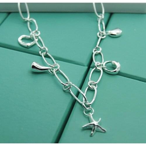 925 Silver Necklace Paper Clip Hanging Multi-Treasure Pendant Necklace For Woman Charm Jewelry Gift