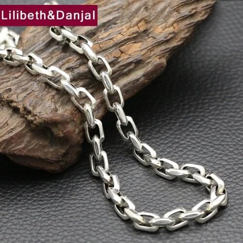 925 Sterling Silver Necklace Men Jewelry Punk 8mm Wide Square Chain Pendant Necklace Gift Fine Jewelry N3