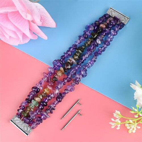 22mm Stone Shape Beads Strap Bracelet for Samsung Galaxy Watch 3 45mm 46mm Band for Fitbit Versa Jewelry Wrist Belt