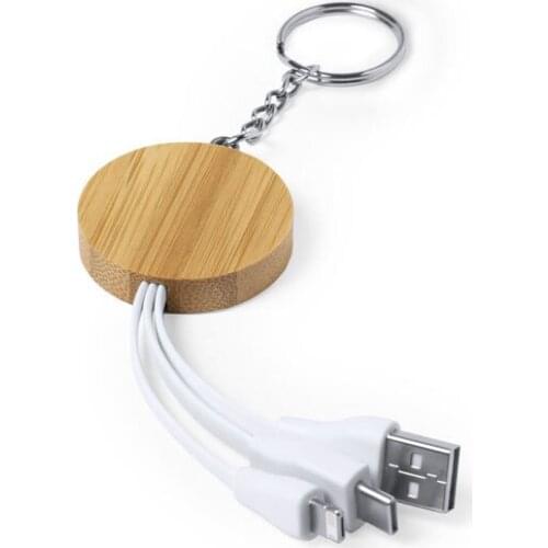 Keyring with Micro USB Cable, USB-C and Lightning 146529