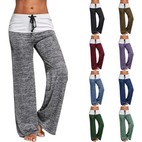 Drawstring Waist Flare Pants Sportswear Yoga Pants Femme Long Pants Sweatpants Wide Leg Pant Ladies Loose Sportwear