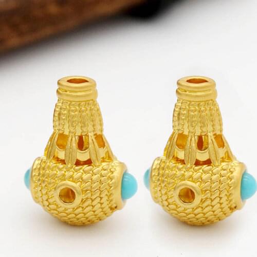 10pc Retro Nepal Beads Alluvial Gold Color Enamel Charms Pendant Connectors Bracelet Beads DIY Bracelet Earring Jewelry Findings