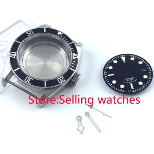 41mm sapphire glass black insert SUB Watch Case fit ETA 2836 mingzhu 2813 miyota 82 series MOVEMENT
