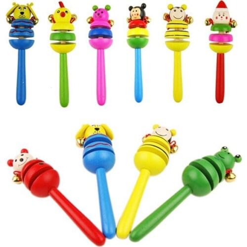 Wooden Cartoon Rattles Children Toys Colorful Shaker Toy Childrens Educational Toys Cartoon Baby Shaker Musical Party Toy