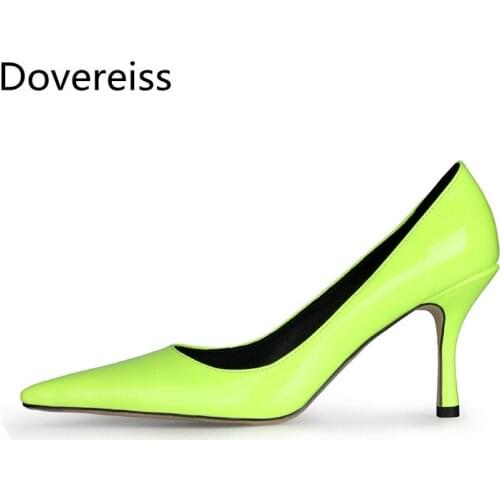 Dovereiss Fashion Womens Shoes Summer New Elegant Slip on Pure color Sexy Stilettos heels 8.5cm Pumps Sexy Office lady 34-45