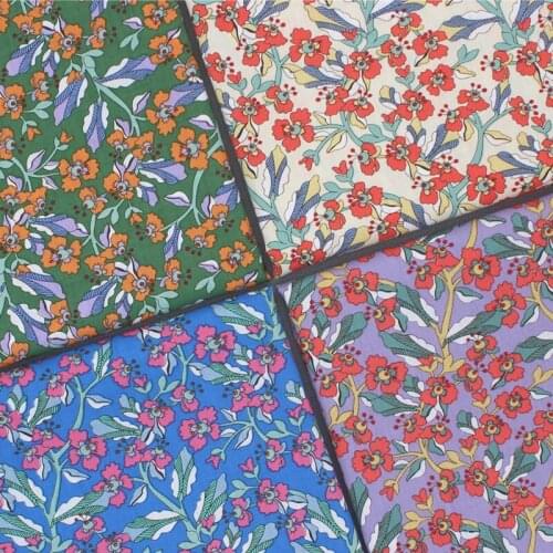 Purple Blue Light Yellow Green Small Red Brown Pink Flower Floral Poplin 100% Cotton Fabrics for Summer Dress Shirt Blouse Craft