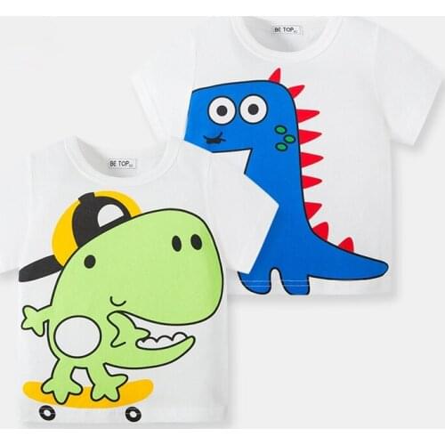 Toddler Boy Cartoon Dinosaur T Shirt Girls Cute Tees Kids Summer Clothes Boutique Outfits Baby Girl Quality Cotton T Shirts Tops