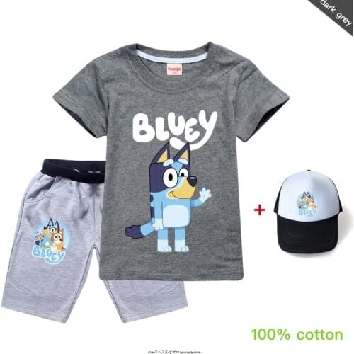 New Arrival Summer Boys Kids Clothes bingo bluey Print Short Sleeve T-shirt + Shorts 2 Piece Set Baby Boys Girls Clothing Sets