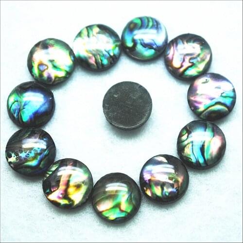 30pcs abalone shell cabcohons round shape 10mm paul shell mother of pearl cabochons for diy jewelry finding making accessories