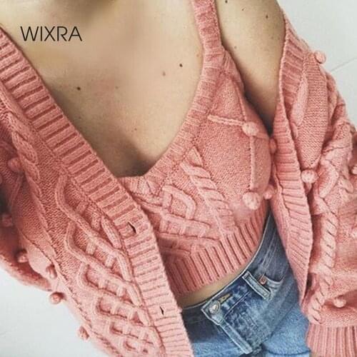 Wixra Casual Long Sleeve Cardigans Womens Single Breasted V Neck Female Knitted High Street Autumn Spring