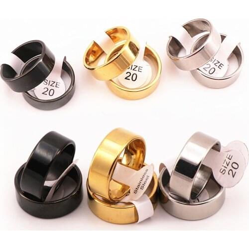 Wholesale 50 Pcs Classic Band Stainless Steel Rings Mens Women Wedding Ring Three Colors Mirror polished inside