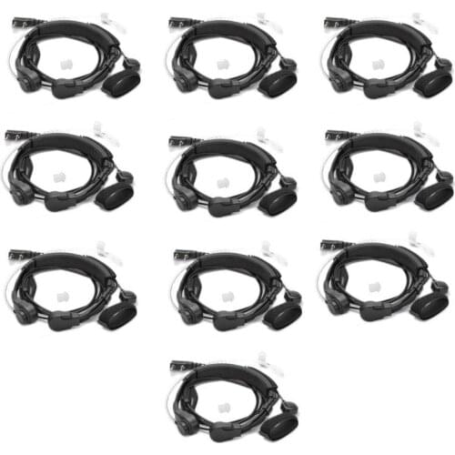 Lot 10PCS 2 Pin Heavy Duty Flexible Throat Controlled Finger PTT Mic Air Tube Headset for Kenwood Baofeng UV-5R TYT CB Ham Radio