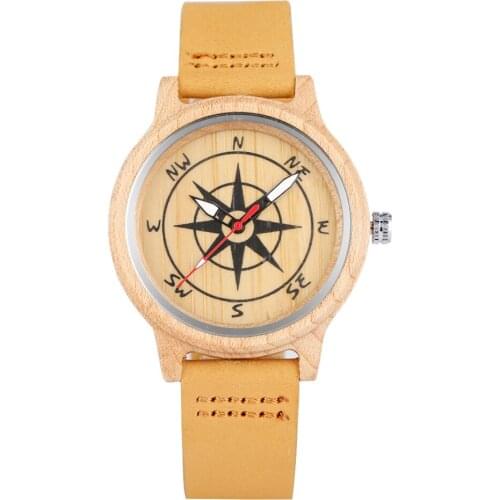 Leather Strap Watch for Men Unique Design Pattern Dial Wooden Watches Luminous Pointers Wooden Wristwatch