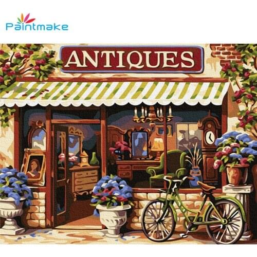 Paintmake Antiques Store DIY Paint by Numbers Digital Oil Painting Home background decoration painting Art Hand Drawing