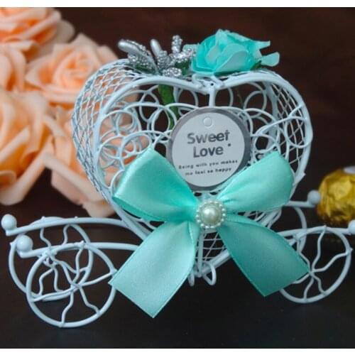 Creative Love Heart Candy Box Favor Metal Boxes Romantic Cinderella Carriage Chocolate Wedding Birthday Party Flower Decor