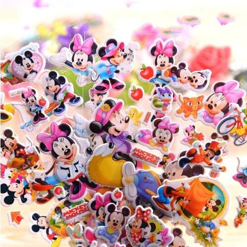 HOT 6-12Sheets Disney Mickey Mouse Sticker no repeating cartoon childrens stickers pull bar box guitar personalized graffiti