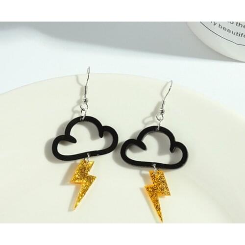 Fashion Cute Cloud Lightning Acrylic Earrings Hot Charm Drop Earrings for Women Girls Fashion Unusual Jewelry Ear Accessories