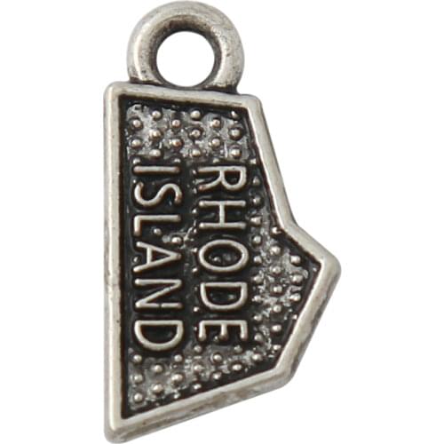 RAINXTAR Fashion States Rhode Island Shape Alloy Map Charms 9*15mm 50pcs AAC799