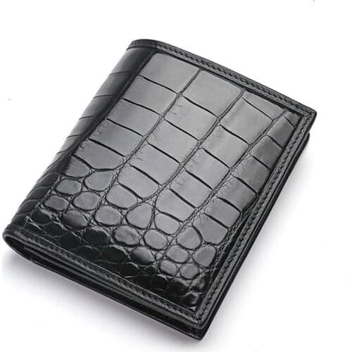 Mans wallets real alligator short brown dinero bolsa hombre European designer leather fashion Men mini purse card pocket bag