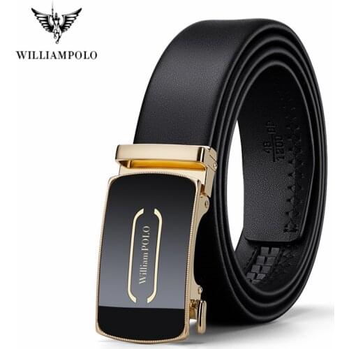 WilliamPOLO Mens belts Luxury Cowskin Genuine Leather Belt For Man Fashion Automatic Buckle For Jeans Male belt buckle Men Belt