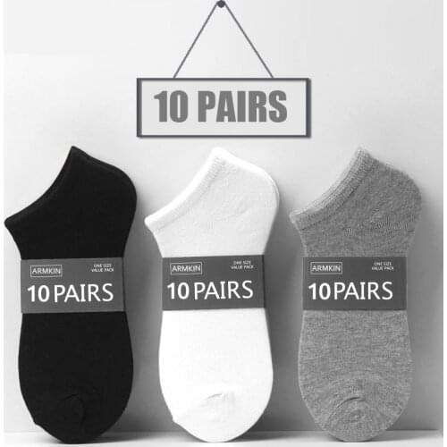 10 Pairs Solid Color Casual Women Socks Breathable Sports socks Boat socks Comfortable Cotton Ankle Socks Size 36-44 white black