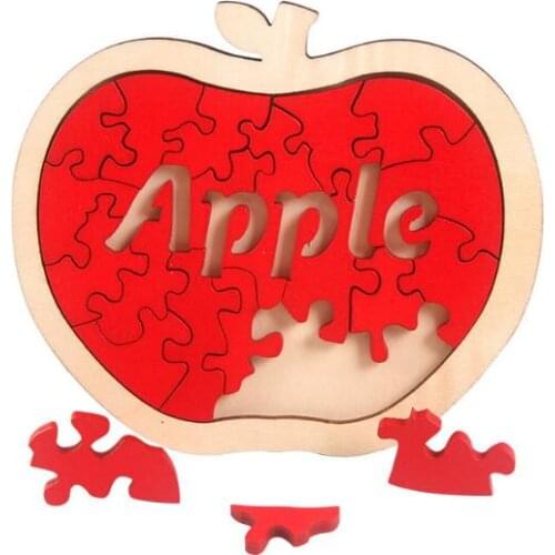 2020 New Apple-shaped IQ Wooden Jigsaw Puzzle Brain Teaser Game for Children Adults