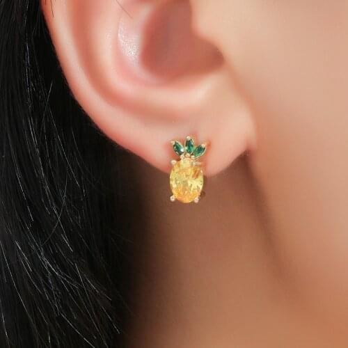 2021 New Trendy Pineapple Drop Earrings Brilliant Engagement Wedding Jewelry Elegant Female Dangle Earring Fine Ear Studs Gift