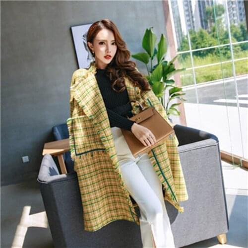 2019 Turn-down Collar Lace Long Single Full Real Sale Sobretudo Original Pocket Fund Overcoat Profile Flash Loose Coat Winter