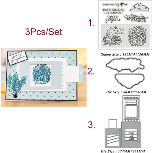 Peacock Open Screen Agency Card Metal Cutting Dies and Stamps DIY Scrapbook Photo Album Decor Embossing Paper Cards New