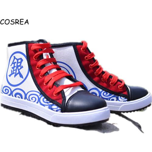Anime Gintama Lace-up Casual Shoes Breathable Walking Canvas Shoes Men Women Autumn Winter Flat Leather Cosplay Costumes