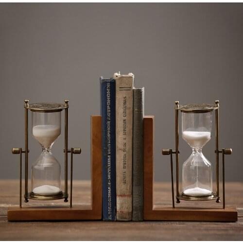 Nordic simple retro metal rotating hourglass luxury vintage sandglass creative book baffle home decor furnishing ornament