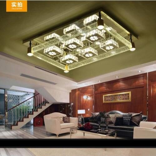 Rectangular living room lamp modern minimalist bedroom LED crystal ceiling lamps creative personality hall restaurant lighting