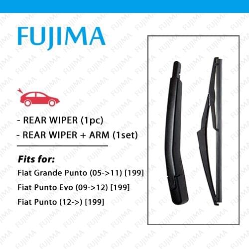 FUJIMA Rear Wiper Blade and Arm for Fiat Grande Punto / Punto Evo / Punto 199 Back Window Windscreen Grand Punto Rear Wiper Arm