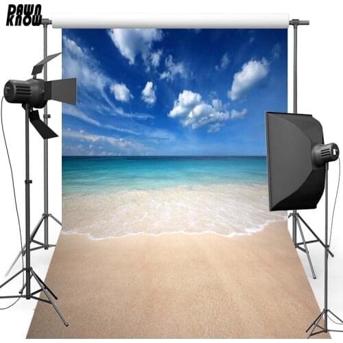DAWNKNOW Seaside Cloud Sky Vinyl Photography Background For Newborn New Fabric Polyester Backdrop For Family Photo Studio F2619