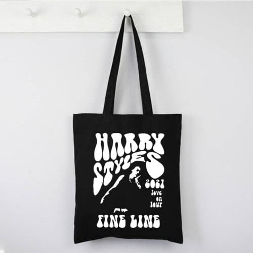 Vintage Fine Line Black Print Women Shopping Canvas Bag Treat People with Kindness Eco Harajuku Shopper Bags Letter