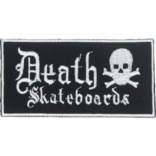 DEATH SKULL iron on hook backing funny punk rock embroidered biker motorcycle patches for vest