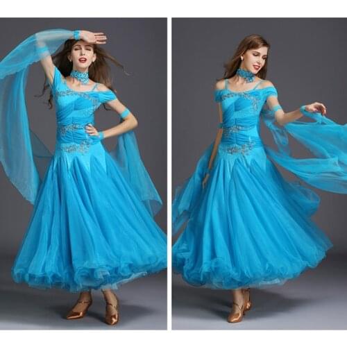 Ballroom Dance Dresses For Women High Quality White Short Sleeve Waltz Tango Flamenco Costume Ladys Dancing Dress