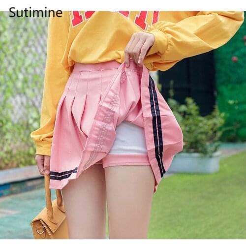 Women High Waist Skirts With Undernearth Short Mini Pleated Skirt for Girls Sweet Korean Fashion Skirts Kawaii