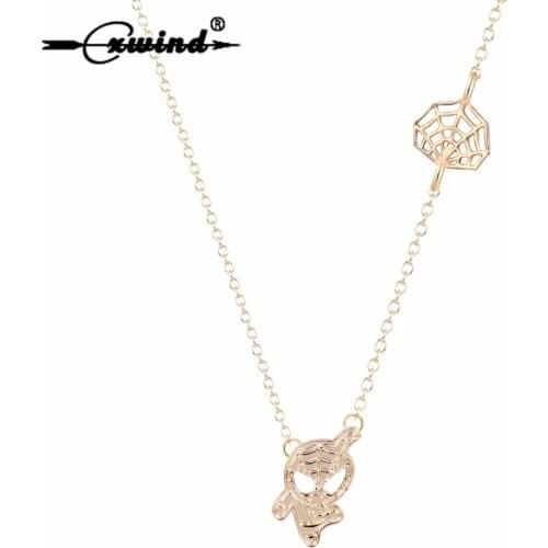 Cxwind Sider-Man Web Shaped Charm Necklace Marvel Super Heroes Pendants Necklaces Animal Statement Choker Necklce Women Jewelry