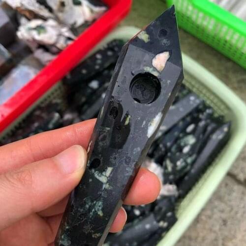 1pc Natural Plum Tourmaline Quartz Crystal Pipe