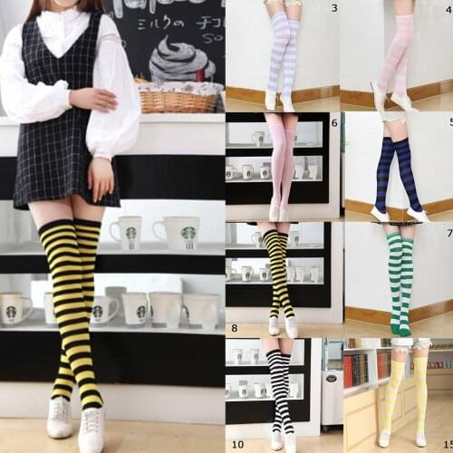 27 Colors New Spring and Summer Striped Ladies Knee-length Japanese Thigh Socks Candy Color Cute Kawaii High Tube Rainbow Sexy